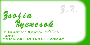 zsofia nyemcsok business card